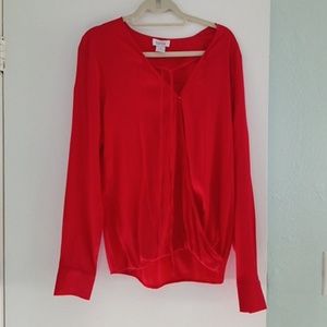 Barney's red silk blouse